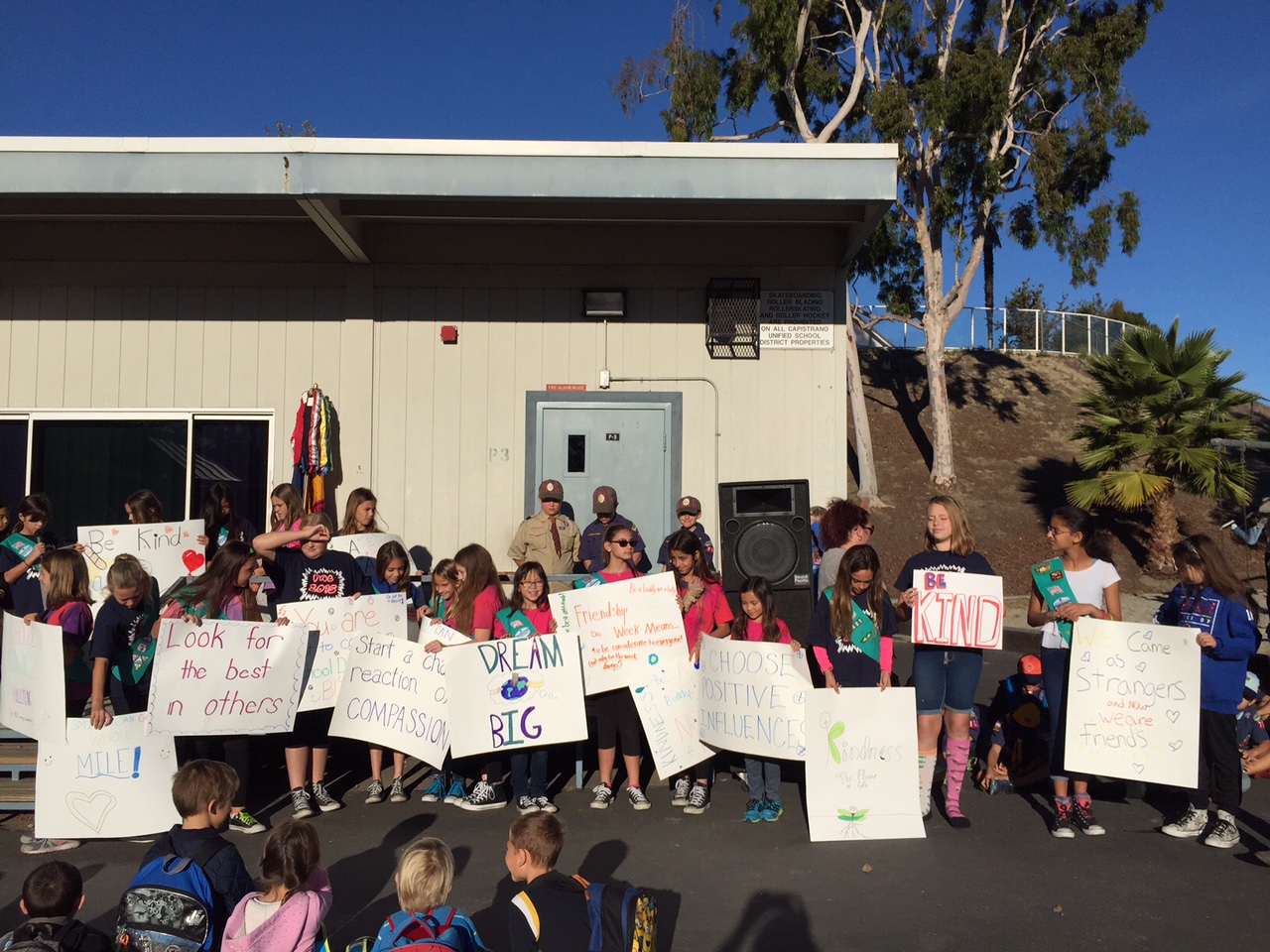 students with signs